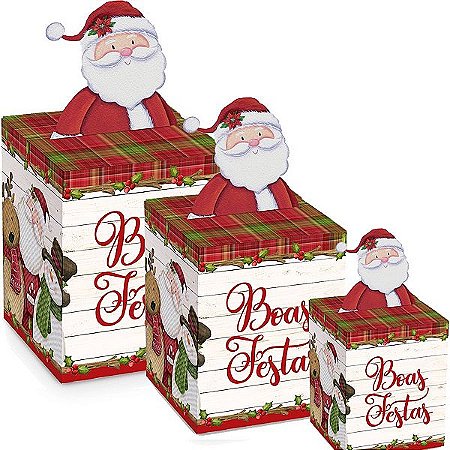 Caixa Panetone Pop Up Turminha de Natal - 10 unidades - Cromus Natal - Rizzo Embalagens