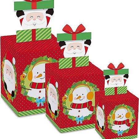 Caixa Panetone Pop Up Surpresa - 10 unidades - Cromus Natal - Rizzo Embalagens