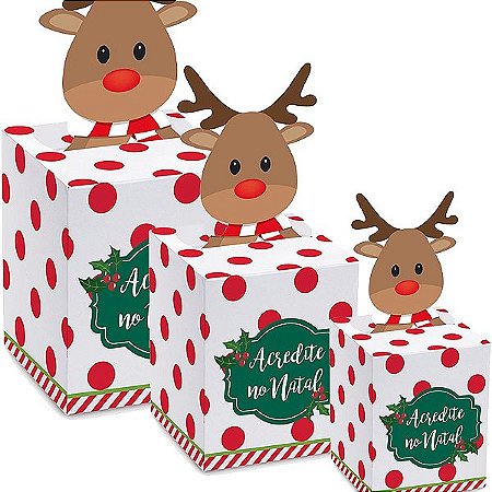 Caixa Panetone Pop Up Rena - 10 unidades - Cromus Natal - Rizzo Embalagens