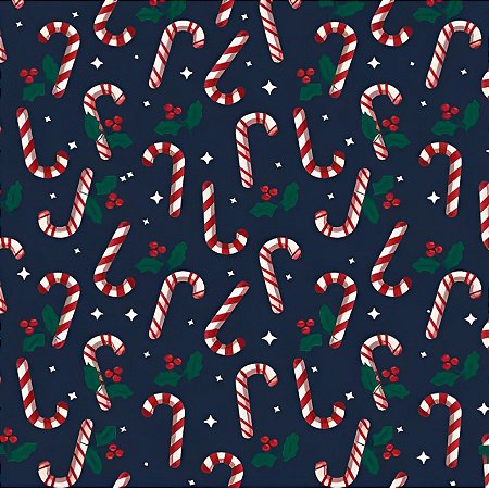 Saco para Presente Decorado Metalizado - Candy Cane - 50 unidades - Cromus - Rizzo