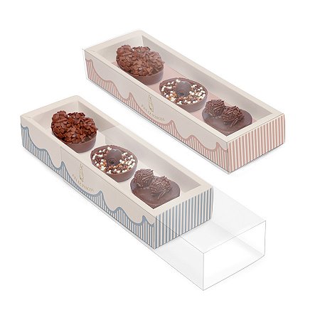 Caixa Luva para 3 Meios Ovos de 50g - Lavie - Fordant e Mediterrâneo - 6 unidades - Cromus - Rizzo