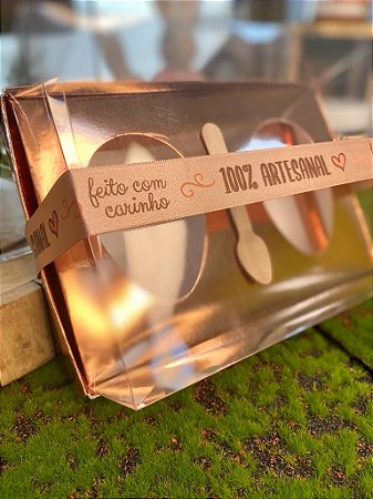 Caixa Ovo de Colher Duplo - Meio Ovo de 50g a 80g - 10x10x4cm - Rose Gold - 5unidades - Assk - Páscoa Rizzo Embalagens