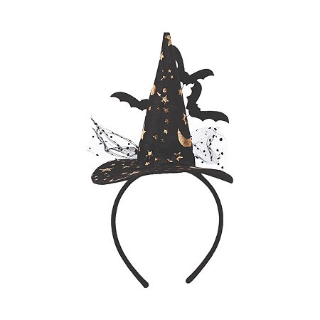 Tiara Bruxa Amaáia de Halloween - Preto - 27cm - 1 unidade - Cromus - Rizzo