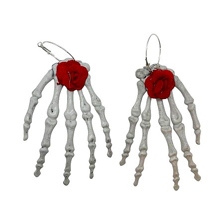 Brinco de Halloween Mão com Flor - 12cm - 2 unidades - Rizzo