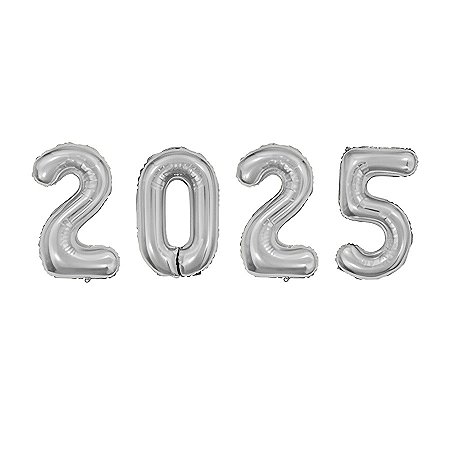 Balão de Festa Microfoil 32" 75cm - Kit "2025" Prata - 1 unidade - Rizzo