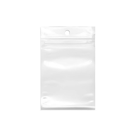 Saco Zip com Furo Fundo Branco - 7x10cm  - 100 unidades - Rizzo