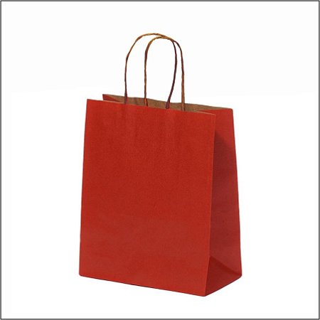 Sacola de Papel - 9,5x7,5x14,5cm - Kraft Natural Vermelho - Ref. 5031 - 10 unidades - WMA - Rizzo