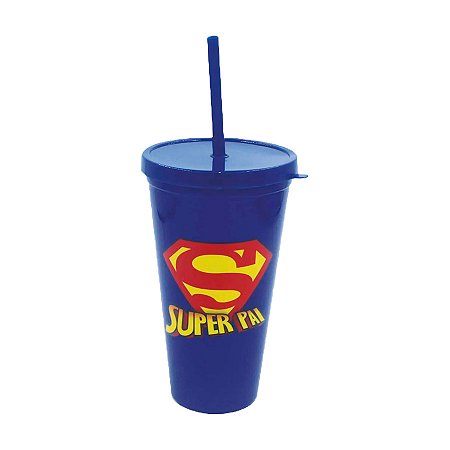 Copo com Tampa e Canudo - Super Pai - 600ml - 1 unidade - Rizzo