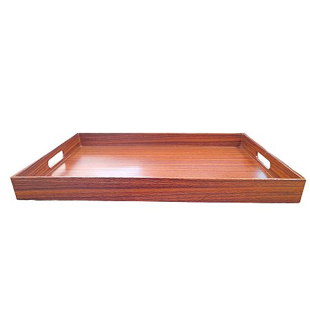 Bandeja Plateau em Plástico Cor Madeira - 45x30x4cm - 1 unidade - Rizzo