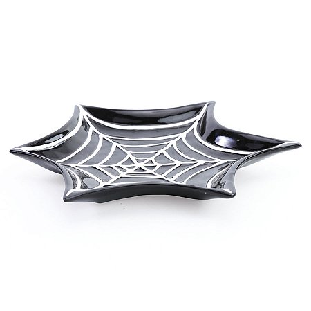 Bandeja Decorativa de Cerâmica - Teia de Aranha - 25cm - 1 unidade - Cromus - Rizzo