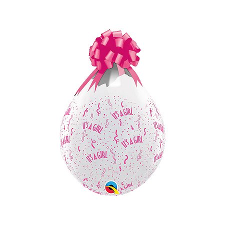 Balão de Festa Látex Liso Decorado - It's a Girl (É uma Menina) - 18" 46cm - 25 unidades - Qualatex Outlet - Rizzo