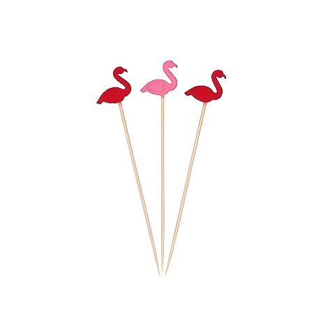 Palito Decorativo Petiscos - Flamingo - Vermelho/Rosa - 20 UN - ArtLille - Rizzo