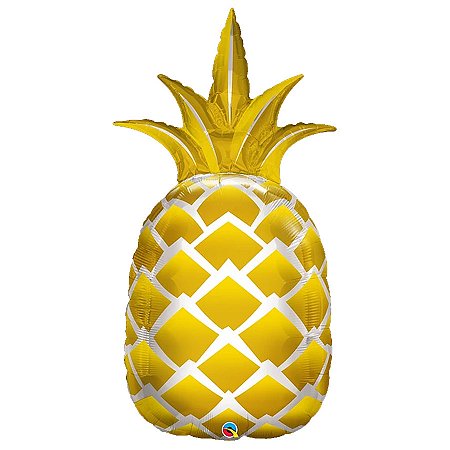 Balão de Festa Microfoil 44" 111cm - Abacaxi Ouro - 1 unidade - Qualatex Outlet - Rizzo