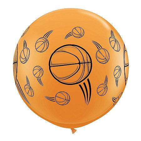 Balão de Festa Látex Liso Decorado - Basquete Laranja - 3' 90cm - 2 unidades - Qualatex Outlet - Rizzo