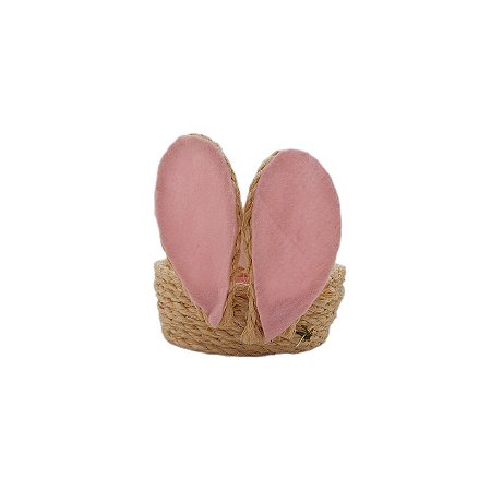 Cestinha de Sisal - Coelho de Páscoa Rosa - 10x5cm - 1 unidade - Rizzo