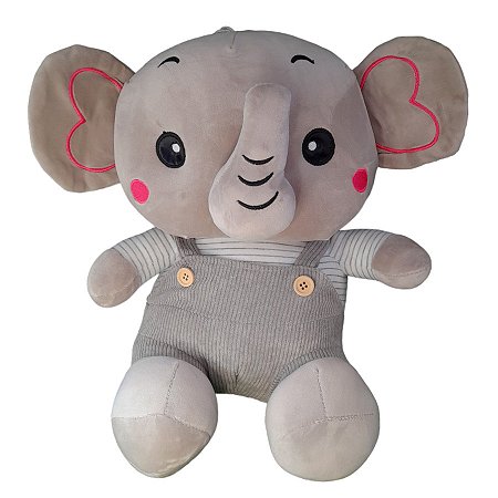 Elefante de Pelúcia com Macacão - 35cm - 1 unidade - Rizzo
