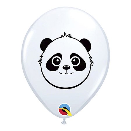 Balão de Festa Látex Liso Decorado - Urso Panda Branco - 5" 12cm - 100 unidades - Qualatex Outlet - Rizzo