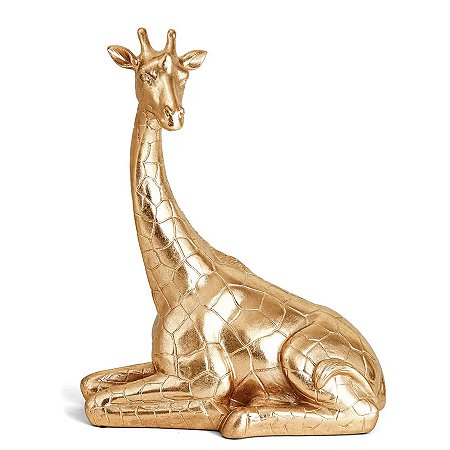 Escultura Girafa de Poliresina - 24x33x11cm - 1 unidade - Rizzo