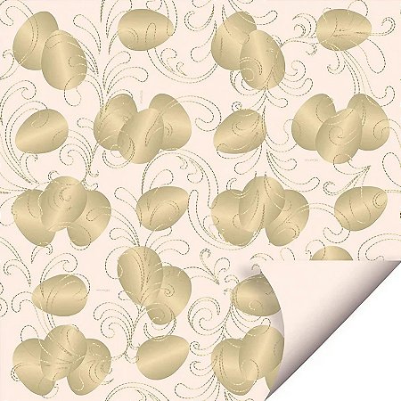 Folha para Ovos de Páscoa Double Face Ovos de Ouro Marfim 69x89cm - 25 unidades - Cromus - Rizzo