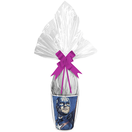 Kit Ovo no Copo Capitao America Cores (Copo + Saco Express + Papel Chumbo + Laço Fácil) - Páscoa Rizzo