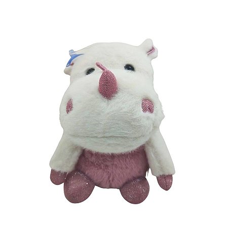 Rinoceronte De Pelúcia Branco e Rose - 19cm - 1 unidade - Rizzo