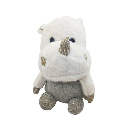 Rinoceronte De Pelúcia Branco e Cinza - 8cm - 1 unidade - Rizzo