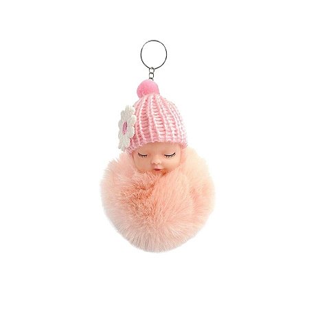 Chaveiro De Pelúcia Menina Rosa - 8cm - 1 unidade - Rizzo
