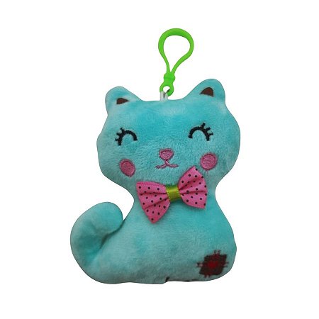 Chaveiro De Pelúcia Gato Verde Água - 12cm - 1 unidade - Rizzo