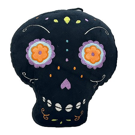 Caveira Mexicana Preta de Pelúcia - 18cm - 1 unidade - Rizzo