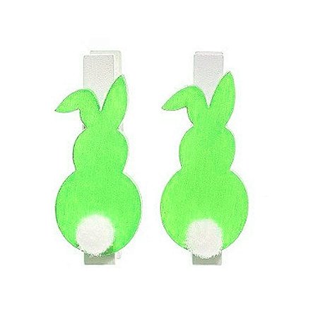 Mini Prendedor - Coelho Verde - 4,5cm - 6 unidades - Cromus - Rizzo