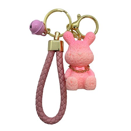 Chaveiro Coelho com Sino - Rosa Claro - 5cm - 1 unidade - Rizzo