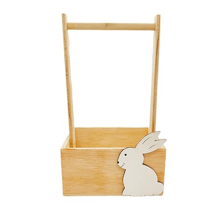 Cesta de Madeira - Coelho Branco - 25,5x15cm - 1 unidade - Rizzo