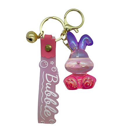 Chaveiro Coelho Translúcido - Rosa - 7cm - 1 unidade - Rizzo