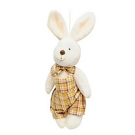 Coelho Xadrez Amarelo para Pendurar 15cm  - 1 unidade - Cromus - Rizzo