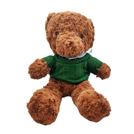 Urso de Pelúcia com Suéter Verde - 37cm - 1 unidade - Rizzo