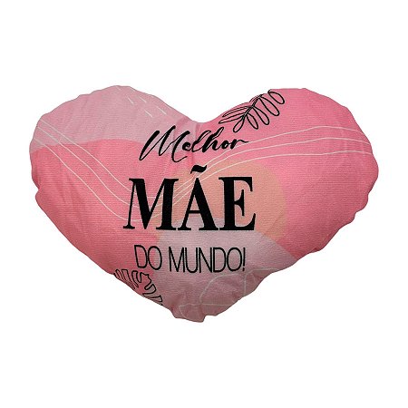 Almofada Coração de Pelúcia - Melhor Mãe do Mundo - 26x18,5cm - 1 unidade - Rizzo