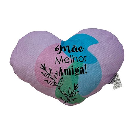 Almofada Coração de Pelúcia - Mãe Melhor Amiga - 26x18,5cm - 1 unidade - Rizzo