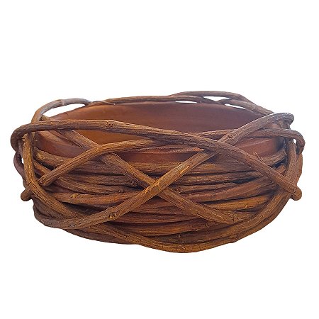 Bacia de Cerâmica com Cipo Rustico Marrom GG - 26x8,5cm - 1 unidade - Rizzo