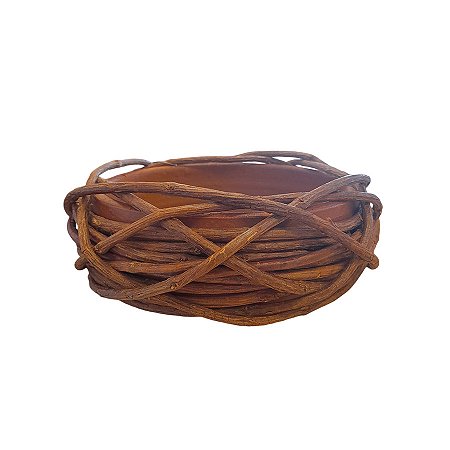 Bacia de Cerâmica com Cipo Rustico Marrom G - 13x7cm - 1 unidade - Rizzo