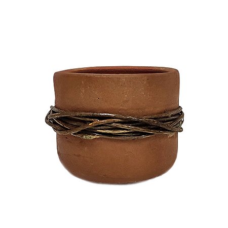 Vaso de Cerâmica com Cipó Marrom G - 16x12cm - 1 unidade - Rizzo