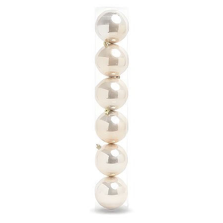 Bolas de Natal em Tubo - Champagne - 10cm - 6 unidades - Cromus - Rizzo
