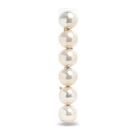 Bolas de Natal em Tubo - Champagne - 8cm - 6 unidades - Cromus - Rizzo