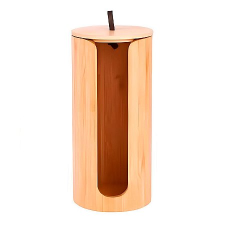 Porta Algodão Disco de Bambu com Tampa - 17,5x8cm - 1 unidade - Rizzo