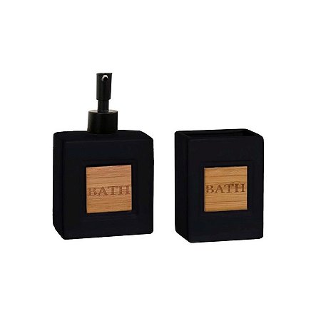 Kit para Banheiro Bath Black com 2 peças - 9x14cm - 1 unidade - Rizzo