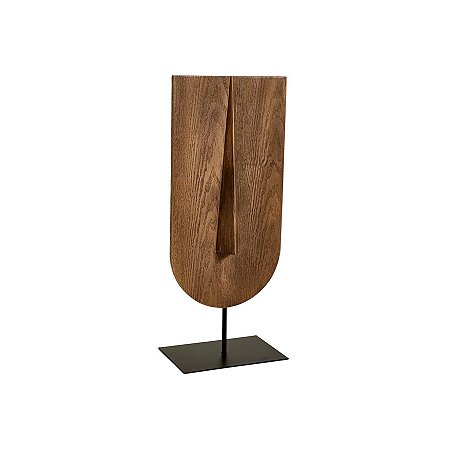 Escultura Face de Poliresina Estilo Madeira - 15x40x11cm - 1 unidade - Rizzo