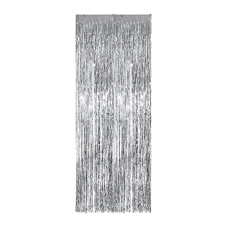 Cortina Decorativa Metalizada Prateado - 1x2m - 1 unidade - Rizzo