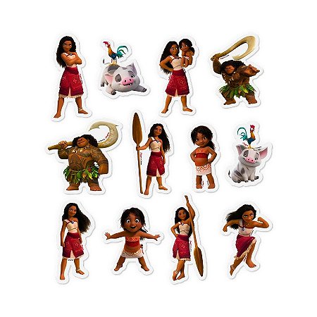Mini Personagens Decorativos - Moana 2 - 12 unidades - Regina - Rizzo