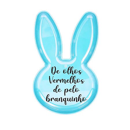 Bandeja Coelho com Frase de Páscoa - Azul - 25x15cm - 1 unidade - Rizzo