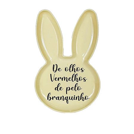 Bandeja Coelho com Frase de Páscoa - Amarelo - 25x15cm - 1 unidade - Rizzo