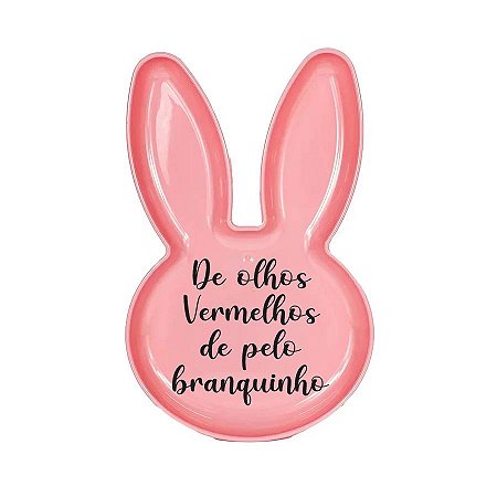 Bandeja Coelho com Frase de Páscoa - Rosa - 25x15cm - 1 unidade - Rizzo